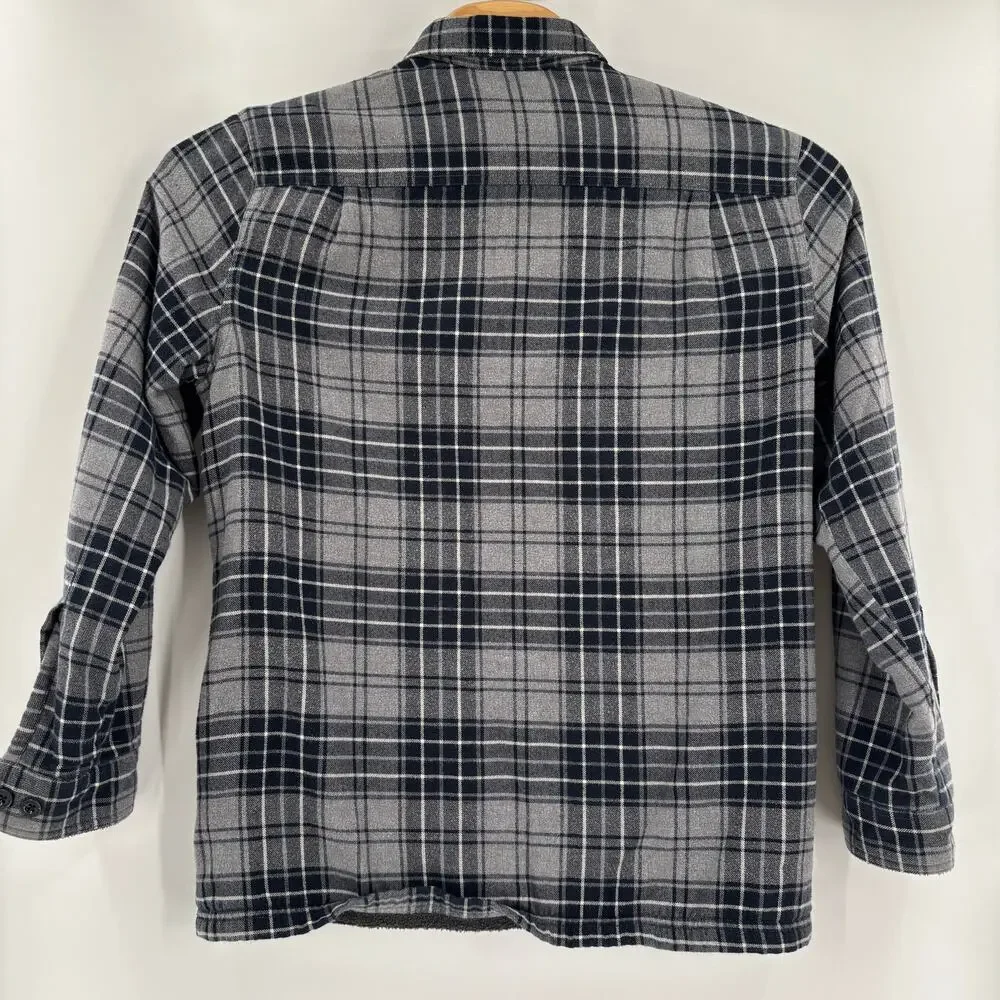 L.L. Bean Medium‎ Blue Gray Fleece Lined Thick Long Sleeve Button Up Shacket